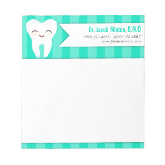 Cute Tooth - Teal Stripes Custom Notepad