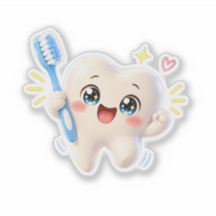 Cute Tooth Toothbrush Dental Die Cut Sticker
