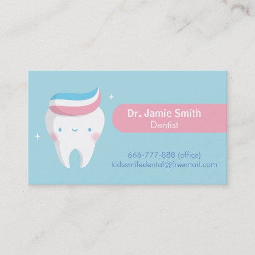 Cute Tooth Toothpaste Hair Dental Business Cards