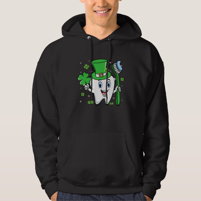 Cute Tooth With Hat Dental Assistant  St Patricks  Hoodie (Front)