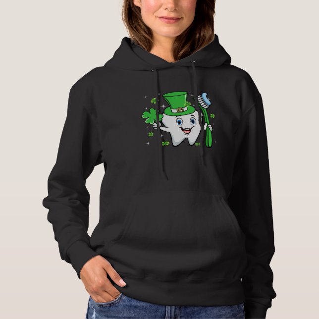 Cute Tooth With Hat Dental Assistant  St Patricks  Hoodie (Front)