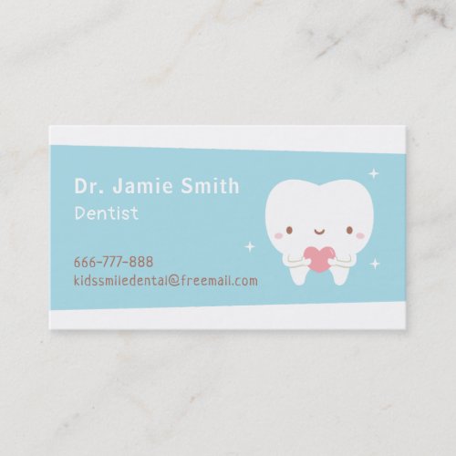 Cute Tooth with Heart Dentist Business Cards