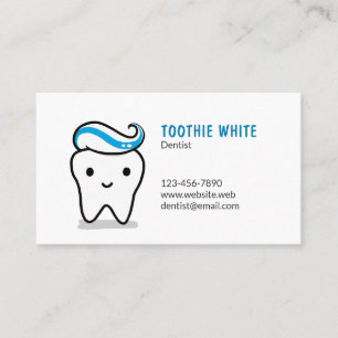 Cute Tooth with Toothpaste Fun Dentist Dental Business Card