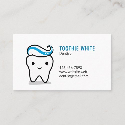 Cute Tooth with Toothpaste  Fun Dentist Dental Business Card