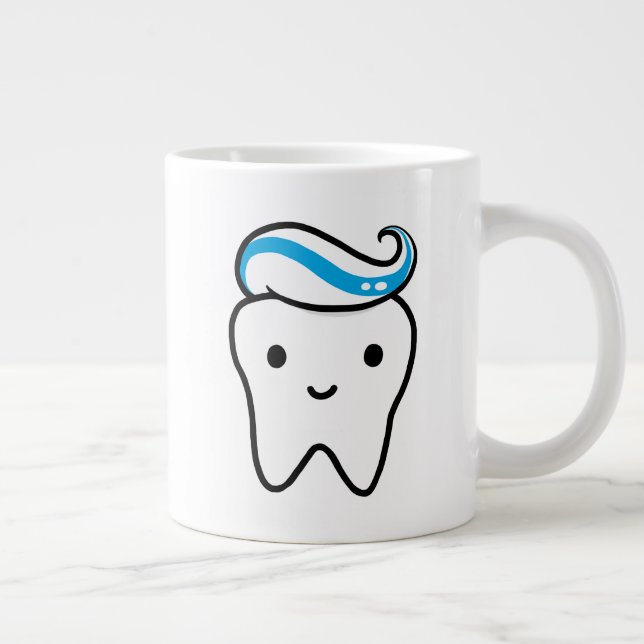 Cute Tooth with Toothpaste Giant Coffee Mug (Right)