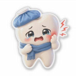 Cute Toothache Tooth Character Die-Cut Sticker