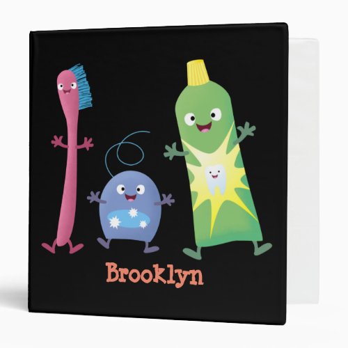 Cute toothbrush toothpaste dental floss cartoon 3 ring binder