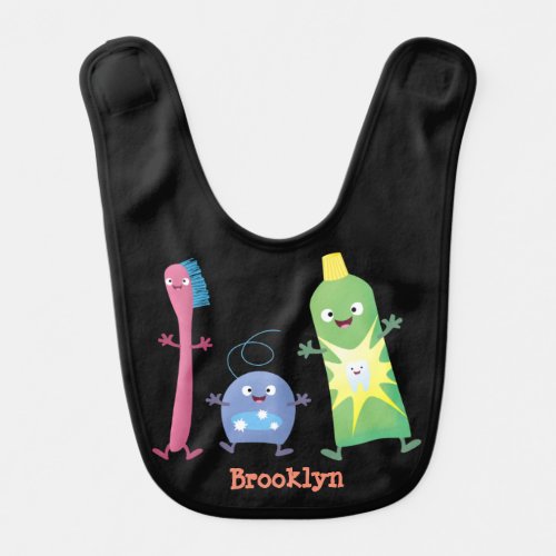 Cute toothbrush toothpaste dental floss cartoon baby bib