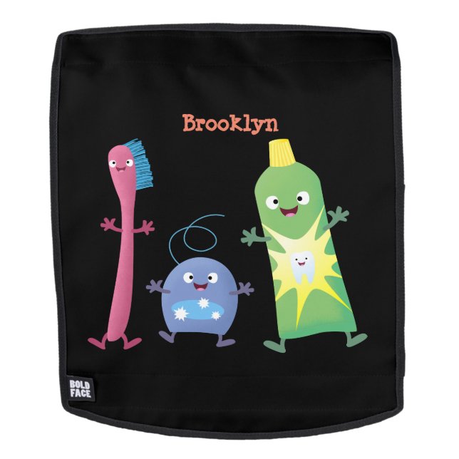 Cute toothbrush toothpaste dental floss cartoon backpack (Removable Face)