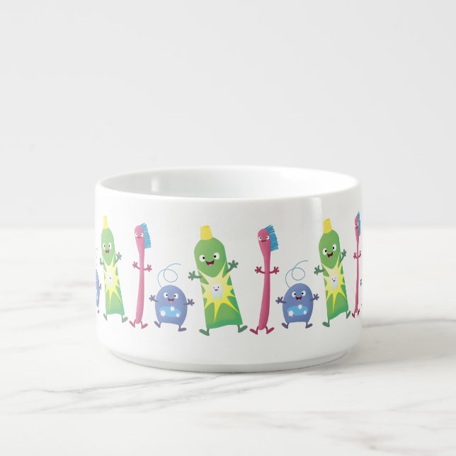 Cute toothbrush toothpaste dental floss cartoon bowl (Center)