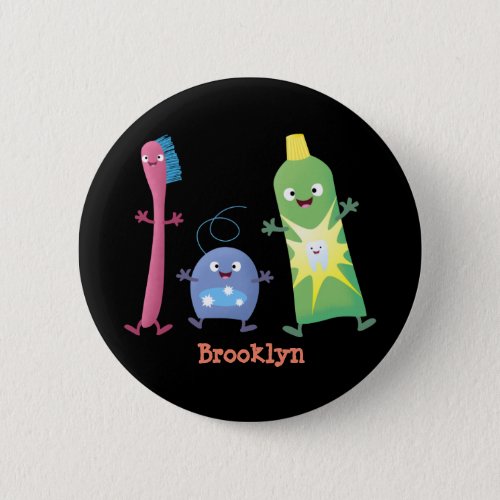 Cute toothbrush toothpaste dental floss cartoon button