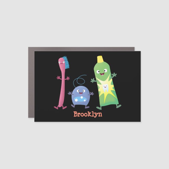 Cute toothbrush toothpaste dental floss cartoon car magnet (Front)