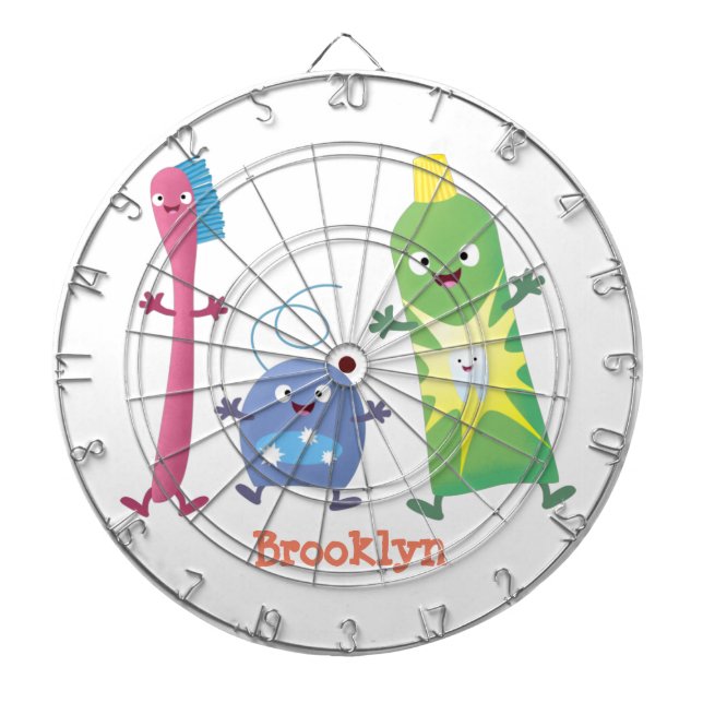 Cute toothbrush toothpaste dental floss cartoon dart board (Front)