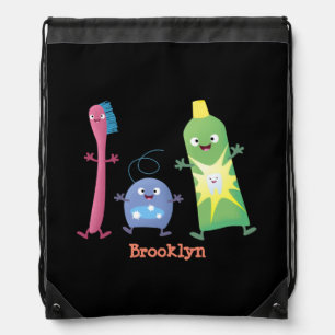 Cute toothbrush toothpaste dental floss cartoon drawstring bag