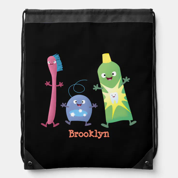 Cute toothbrush toothpaste dental floss cartoon drawstring bag | Zazzle Cute toothbrush toothpaste dental floss cartoon drawstring bag | Zazzle
