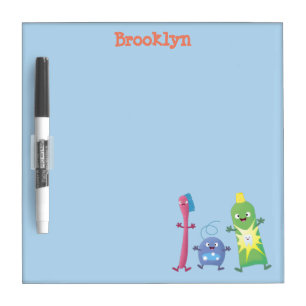 Cute toothbrush toothpaste dental floss cartoon dry erase board