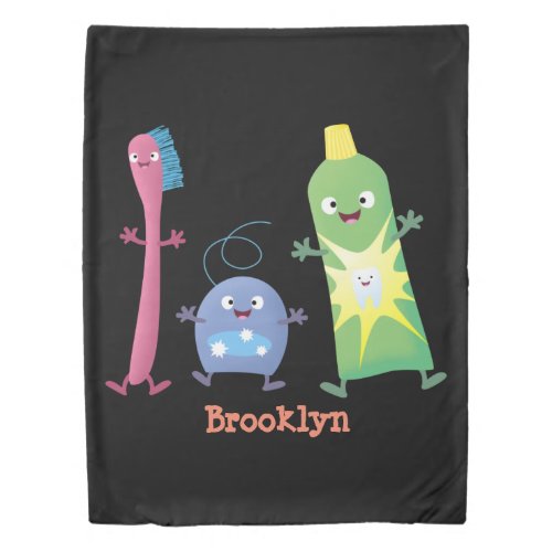 Cute toothbrush toothpaste dental floss cartoon duvet cover