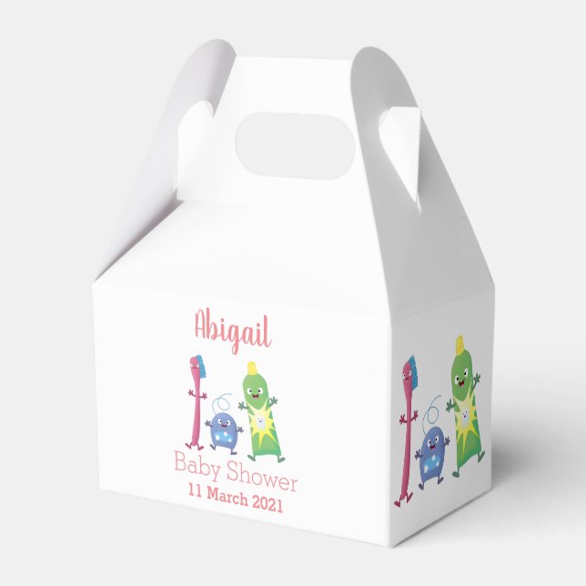 Cute toothbrush toothpaste dental floss cartoon favor boxes (Front Side)