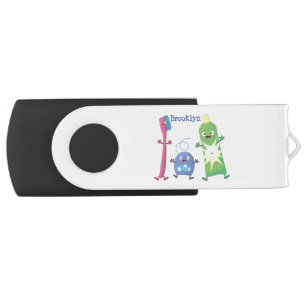 Cute toothbrush toothpaste dental floss cartoon flash drive