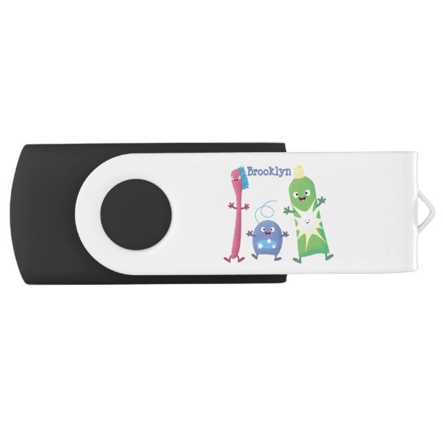 Cute toothbrush toothpaste dental floss cartoon flash drive (Front)