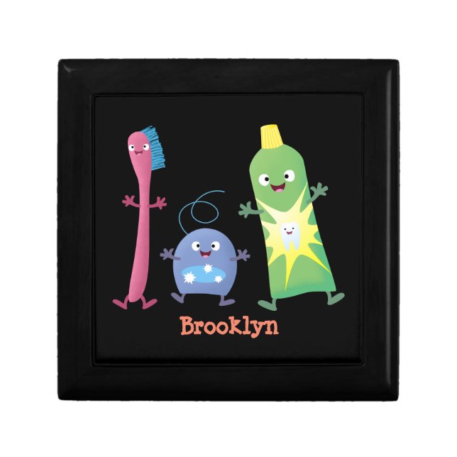 Cute toothbrush toothpaste dental floss cartoon gift box (Front)