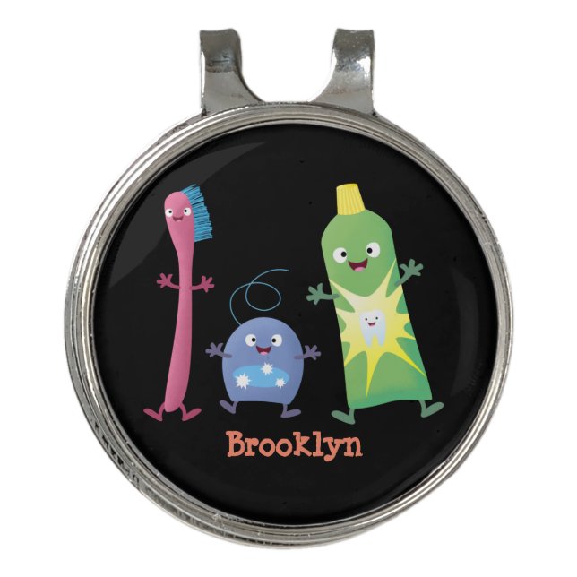 Cute toothbrush toothpaste dental floss cartoon  golf hat clip (Front)