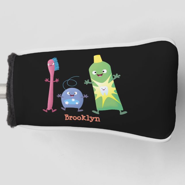 Cute toothbrush toothpaste dental floss cartoon golf head cover (Front)