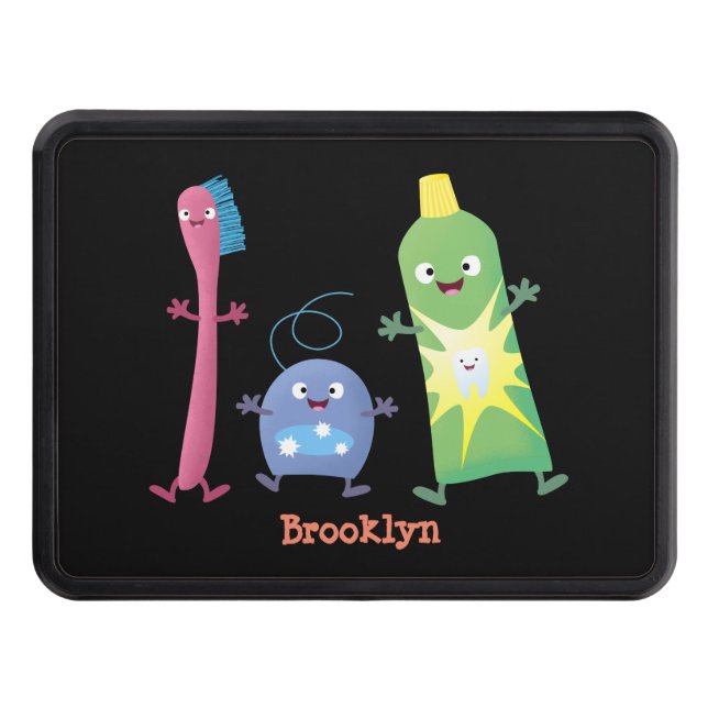 Cute toothbrush toothpaste dental floss cartoon hitch cover (Front)