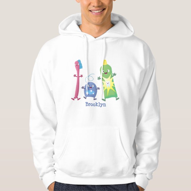 Cute toothbrush toothpaste dental floss cartoon hoodie (Front)