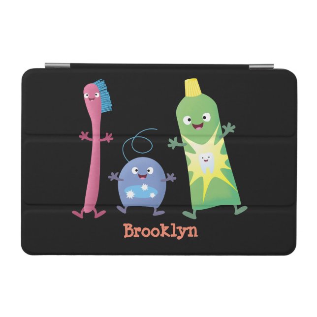 Cute toothbrush toothpaste dental floss cartoon iPad mini cover (Horizontal)