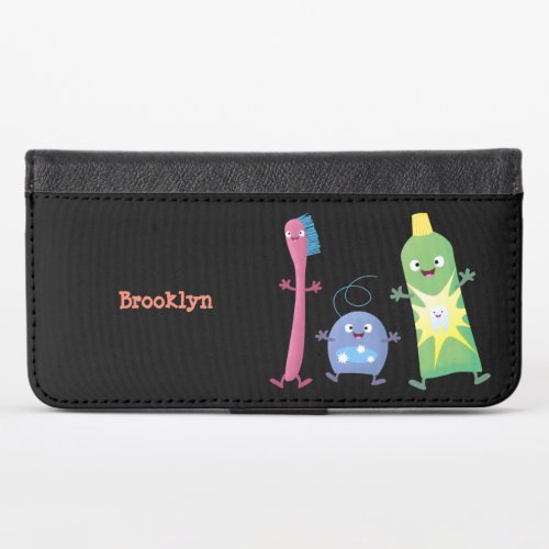 Cute toothbrush toothpaste dental floss cartoon iPhone x wallet case