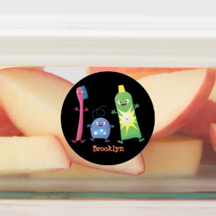 Cute toothbrush toothpaste dental floss cartoon labels