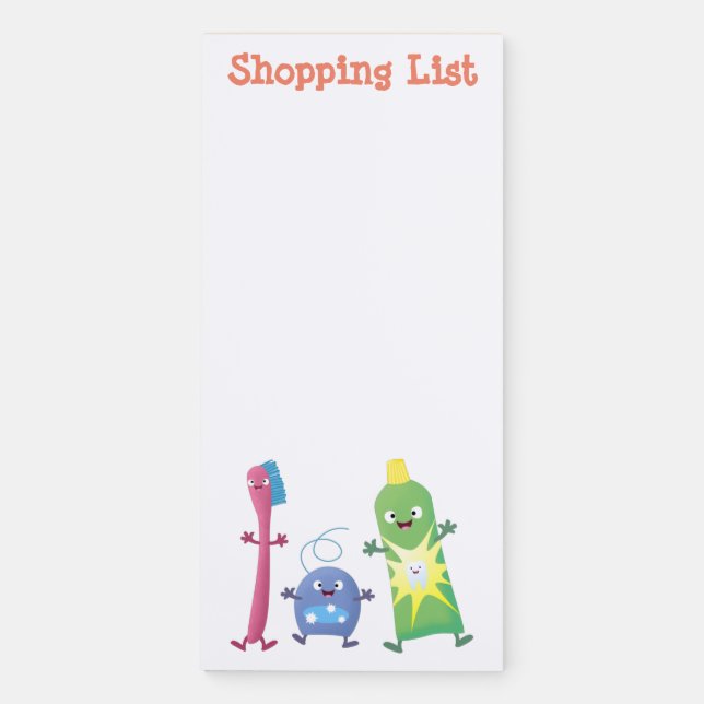 Cute toothbrush toothpaste dental floss cartoon magnetic notepad (Front)