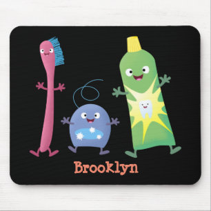 Cute toothbrush toothpaste dental floss cartoon mouse pad