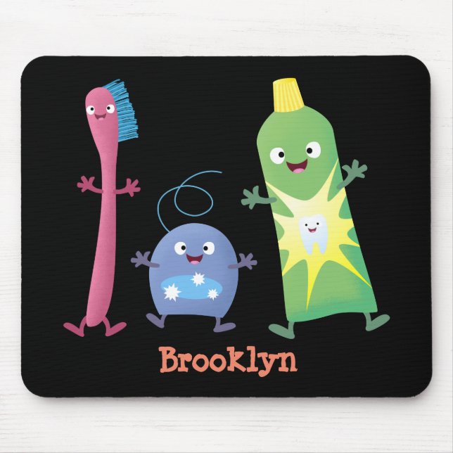 Cute toothbrush toothpaste dental floss cartoon mouse pad (Front)