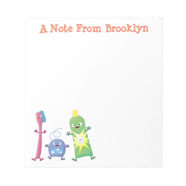 Cute toothbrush toothpaste dental floss cartoon notepad (Front)