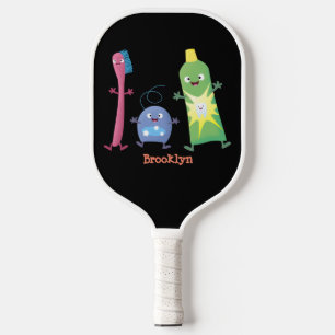 Cute toothbrush toothpaste dental floss cartoon pickleball paddle