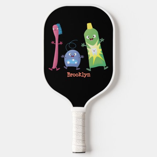 Cute toothbrush toothpaste dental floss cartoon pickleball paddle
