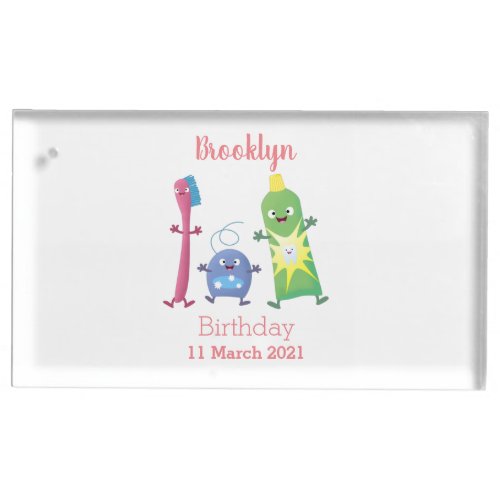 Cute toothbrush toothpaste dental floss cartoon place card holder
