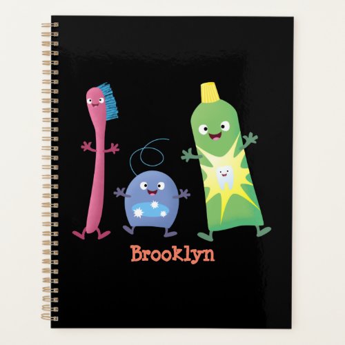 Cute toothbrush toothpaste dental floss cartoon planner