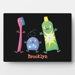 Cute toothbrush toothpaste dental floss cartoon plaque