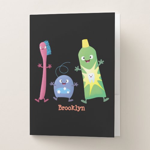 Cute toothbrush toothpaste dental floss cartoon pocket folder