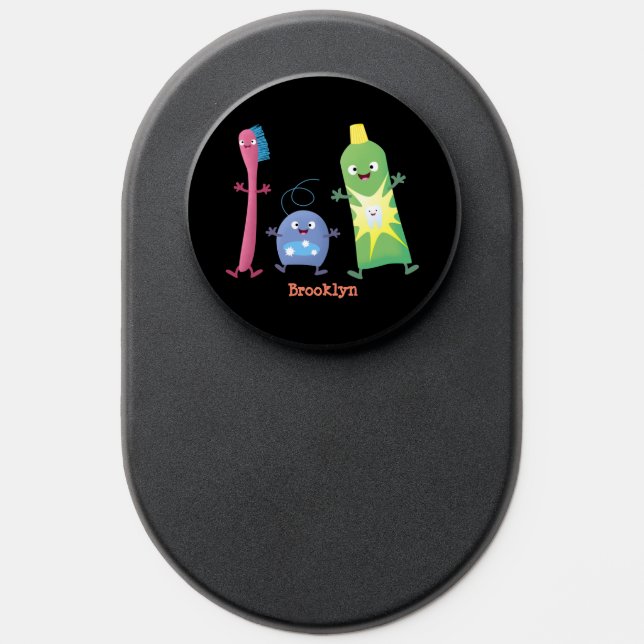 Cute toothbrush toothpaste dental floss cartoon PopSocket (Popsocket)