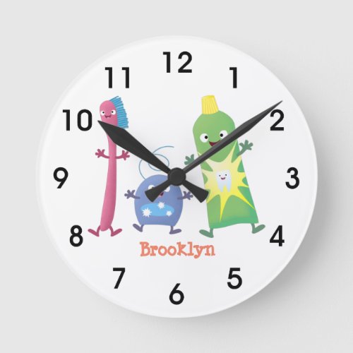 Cute toothbrush toothpaste dental floss cartoon round clock