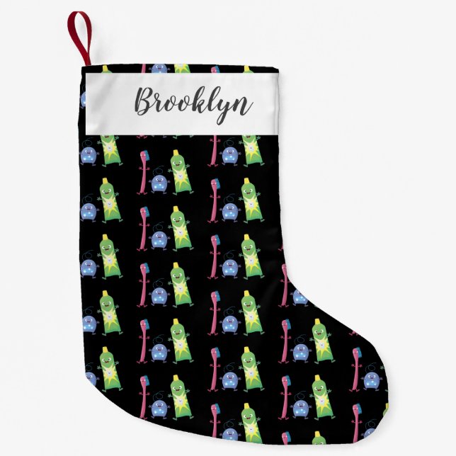 Cute toothbrush toothpaste dental floss cartoon small christmas stocking (Front)