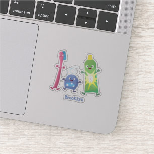 Cute toothbrush toothpaste dental floss cartoon sticker