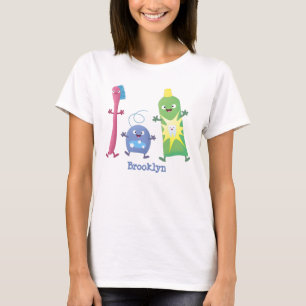 Cute toothbrush toothpaste dental floss cartoon T-Shirt