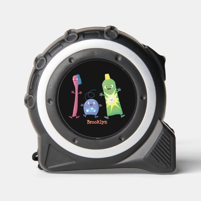 Cute toothbrush toothpaste dental floss cartoon tape measure (Front)