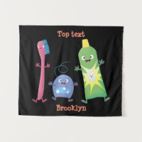 Cute toothbrush toothpaste dental floss cartoon