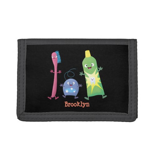 Cute toothbrush toothpaste dental floss cartoon trifold wallet